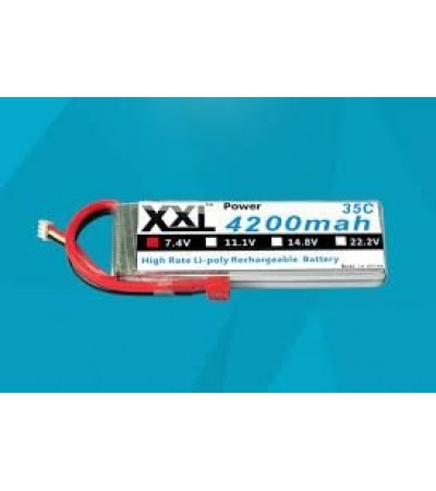 XXL 2S 7.4V 4200mAh 35C Rechargable Li-Po Lipo Battery