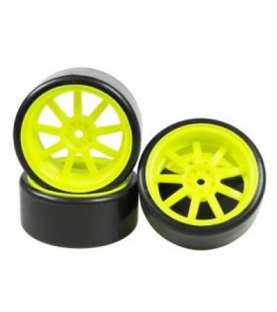 1/10 9 Spoke Wheel & Tyre Set For Drift (5mm Offset) - 4pcs
