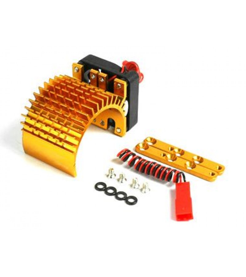 Golden Aluminum Motor Heat Sink w/ adjustable fan (side)