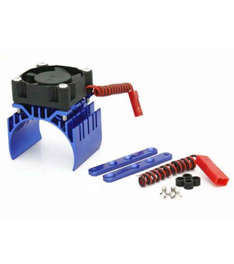 Blue Aluminum Motor Heat Sink w/ adjustable fan (top) Blue Aluminum Motor Heat Sink w/ adjustable fan (top)