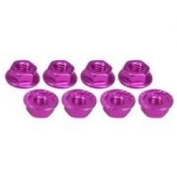 4mm Aluminum Locknut Serrated (8pcs) - Pink