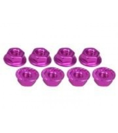 4mm Aluminum Locknut Serrated (8pcs) - Pink 4mm Aluminum Locknut Serrated (8pcs) - Pink