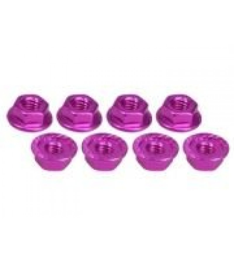 4mm Aluminum Locknut Serrated (8pcs) - Pink
