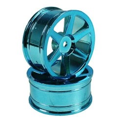 Blue 6-spoke Painted Wheels 1 pair(1/10 Car)