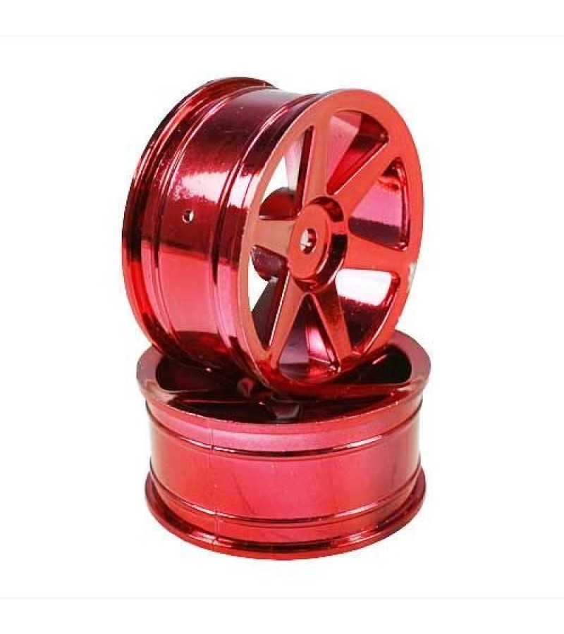 Red 6-spoke Painted Wheels 1 pair(1/10 Car)