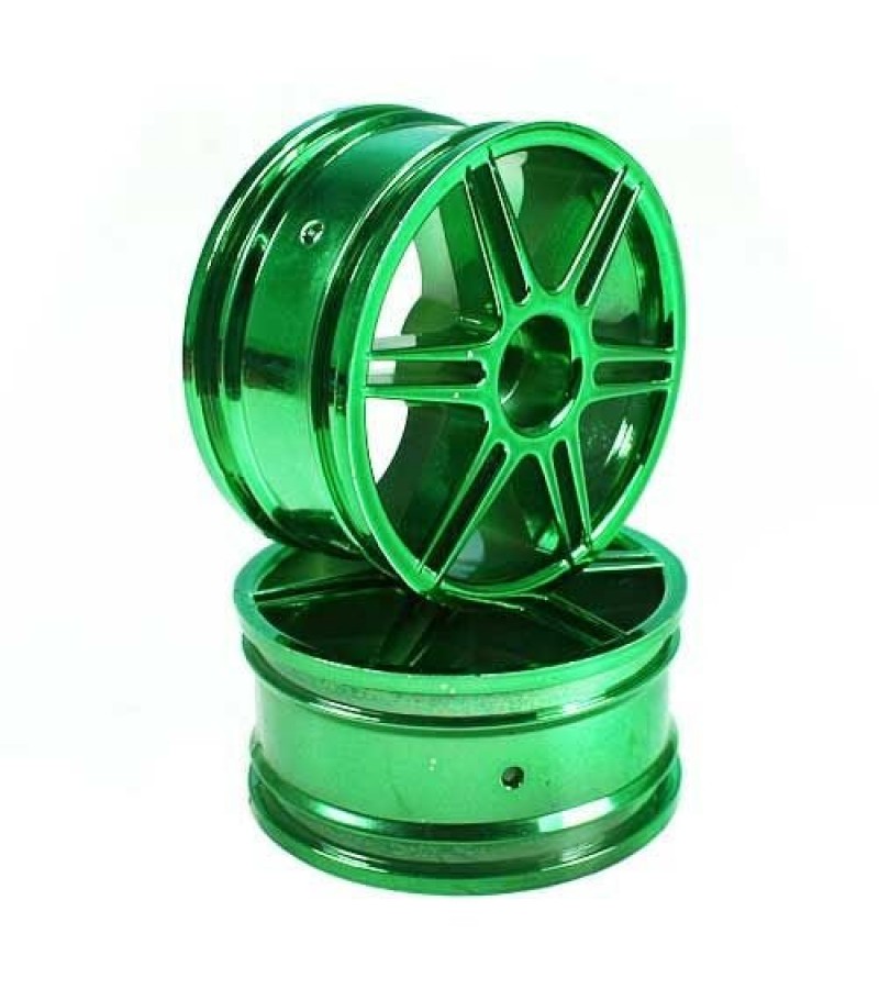 Green 6 dual-spoke Painted Wheels 1 pair(1/10 Car)
