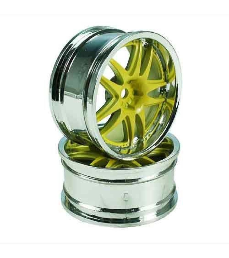 Yellow/Silver 5 Dual Spoke Wheels 1 pair(1/10 Car, 4mm Offset)