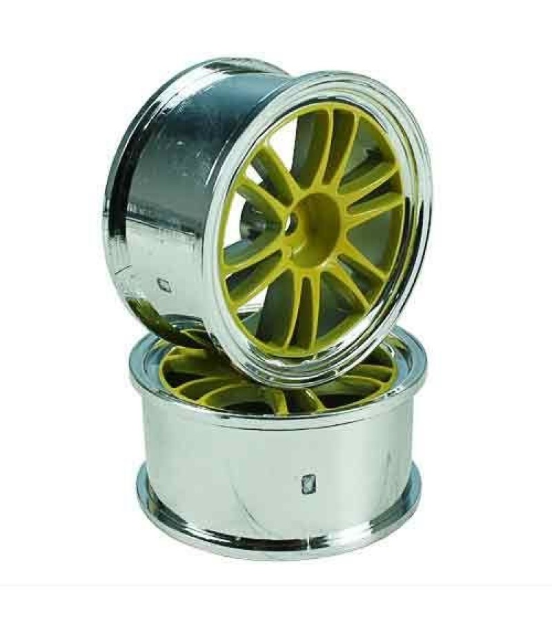 Yellow/Silver 6 Dual Spoke Wheels 1 pair(1/10 Car, 4mm Offset)