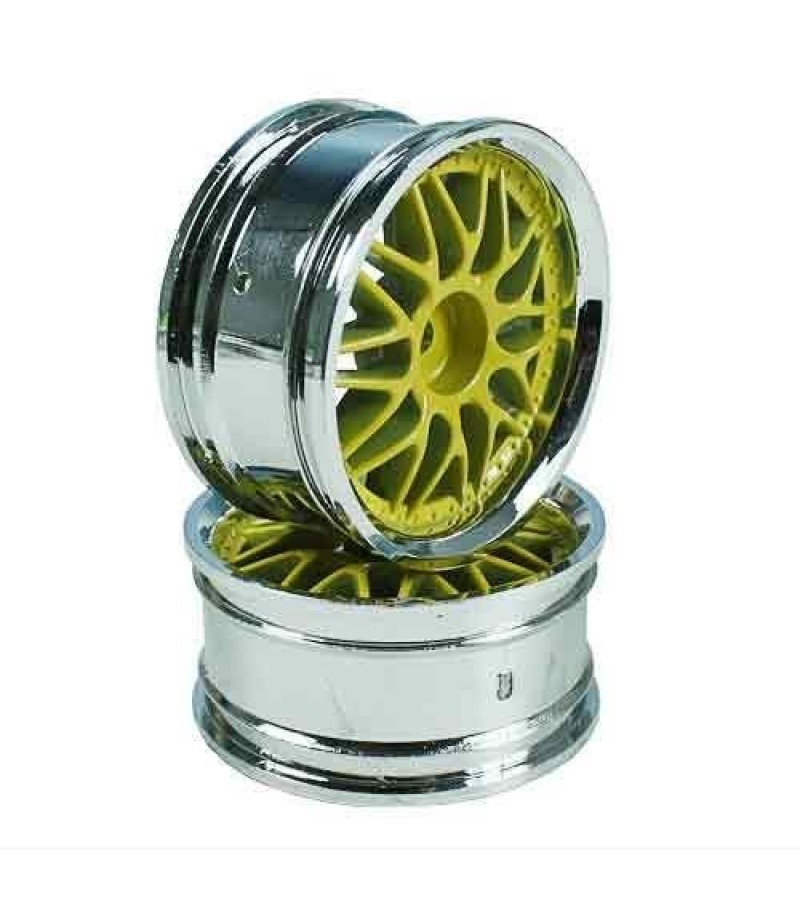 Yellow/Silver 10 Y-Spoke Wheels 1 pair(1/10 Car, 4mm Offset)