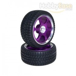 Purple 6-spoke Aluminum Wheels + Tires(1/10 Car)