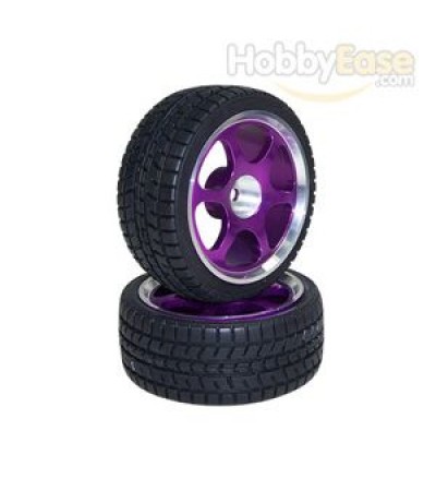 Purple 6-spoke Aluminum Wheels + Tires(1/10 Car)