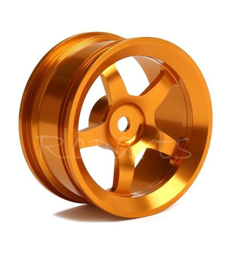 Golden 5-spoke Aluminum Wheels +Tires (1/10 Car) 4 Pcs