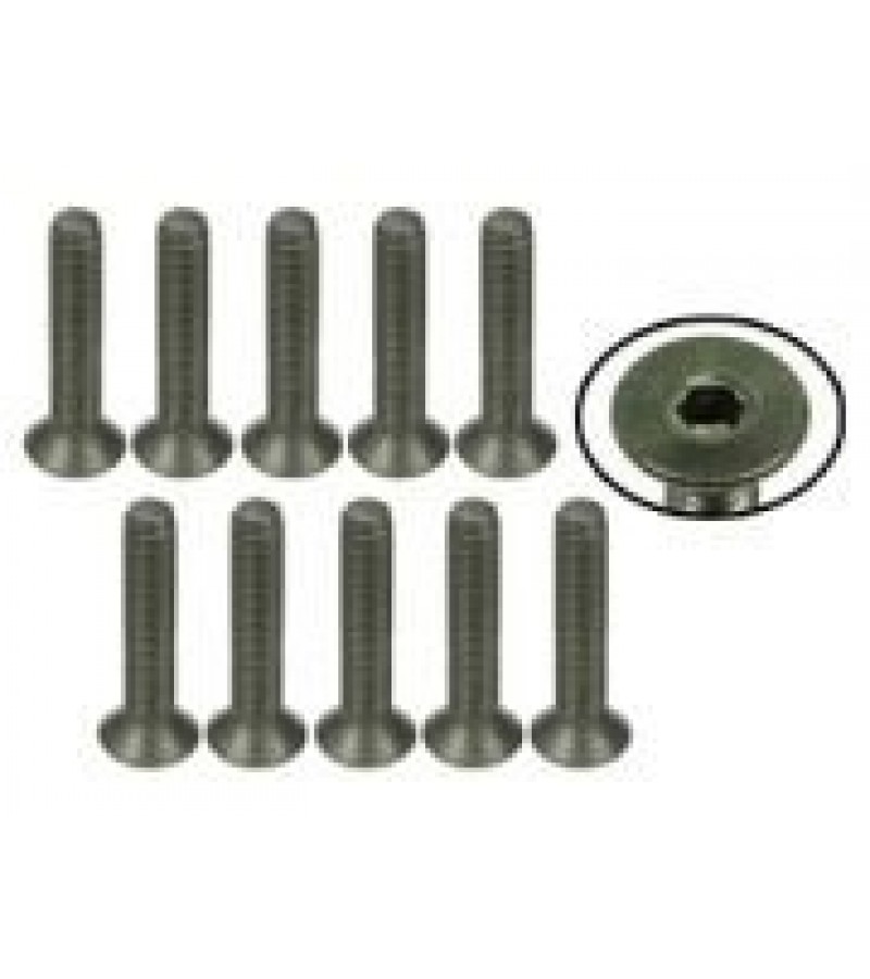 M3 x 16 Titanium Flat Head Hex Socket - Machine (10 Pcs)