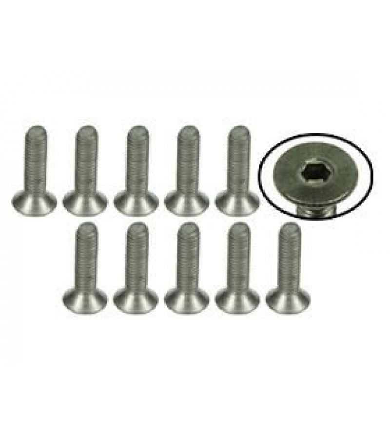 M3 x 12 Titanium Flat Head Hex Socket - Machine (10 Pcs)