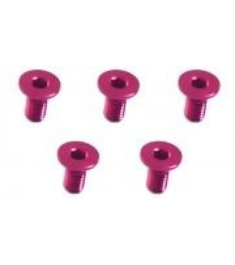 M3 x 6 AL7075 Flat Head Hex Socket - Machine (5 Pcs) Pink