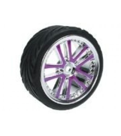 1/10 5 Dual Spoke Rim & Tyre Set On Road (0 Offset - 24mm) 4pcs- Purple