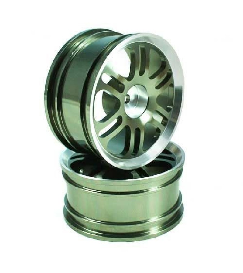 Titanium Color 6 Dual-spoke Aluminum Wheels 1 pair(1/10 Car)