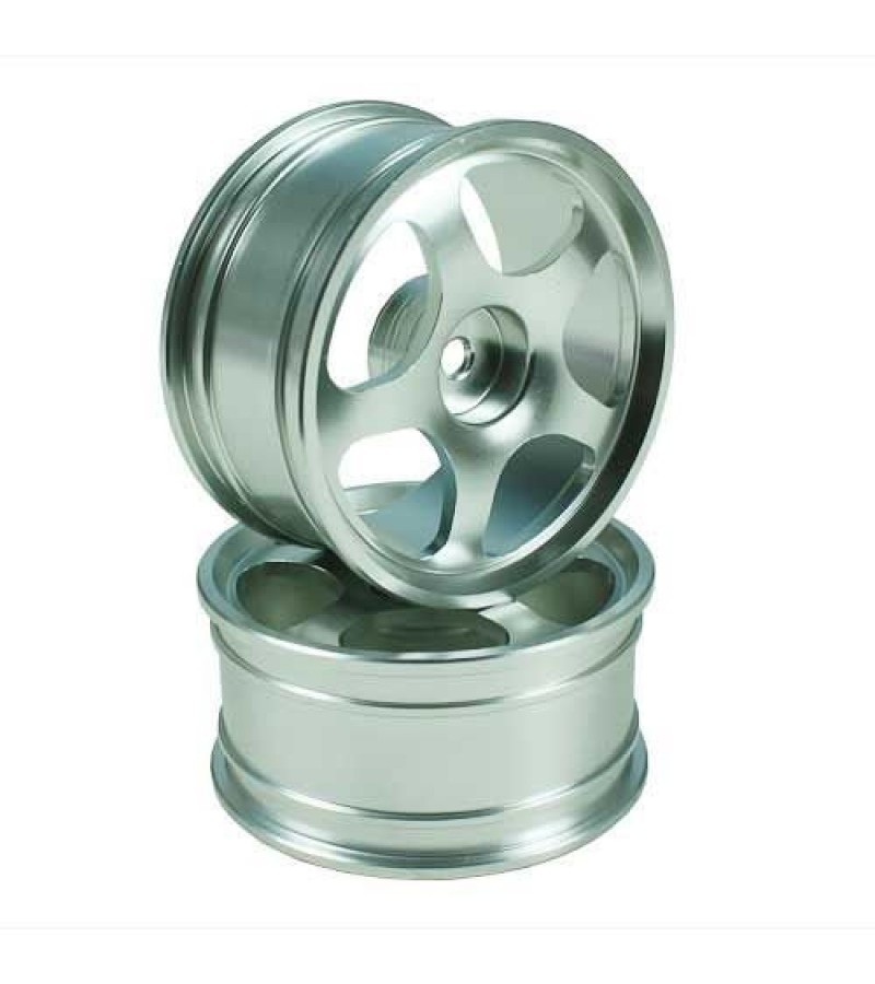 Silver 5-spoke Aluminum Wheels 1 pair(1/10 Car)