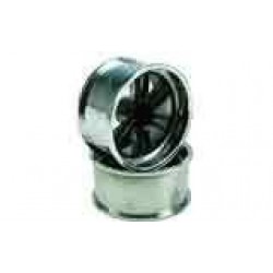Black/Silver 6 Dual Spoke Wheels 1 pair(1/10 Car, 12mm Offset)