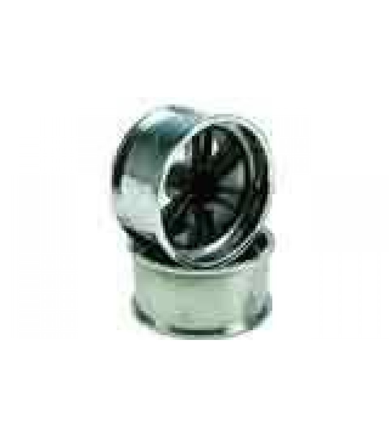 Black/Silver 6 Dual Spoke Wheels 1 pair(1/10 Car, 12mm Offset)