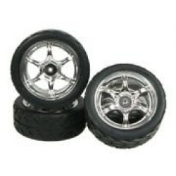 6 Spoke Tyre Set For GT-01 (4pcs)- Silver