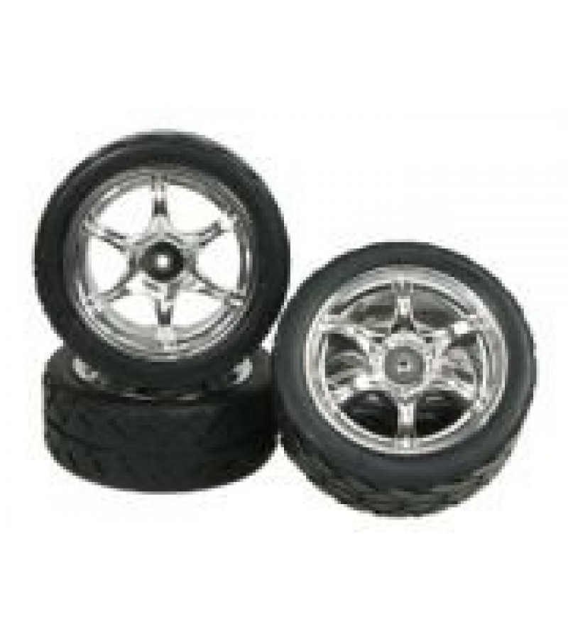 6 Spoke Tyre Set For GT-01 (4pcs)- Silver