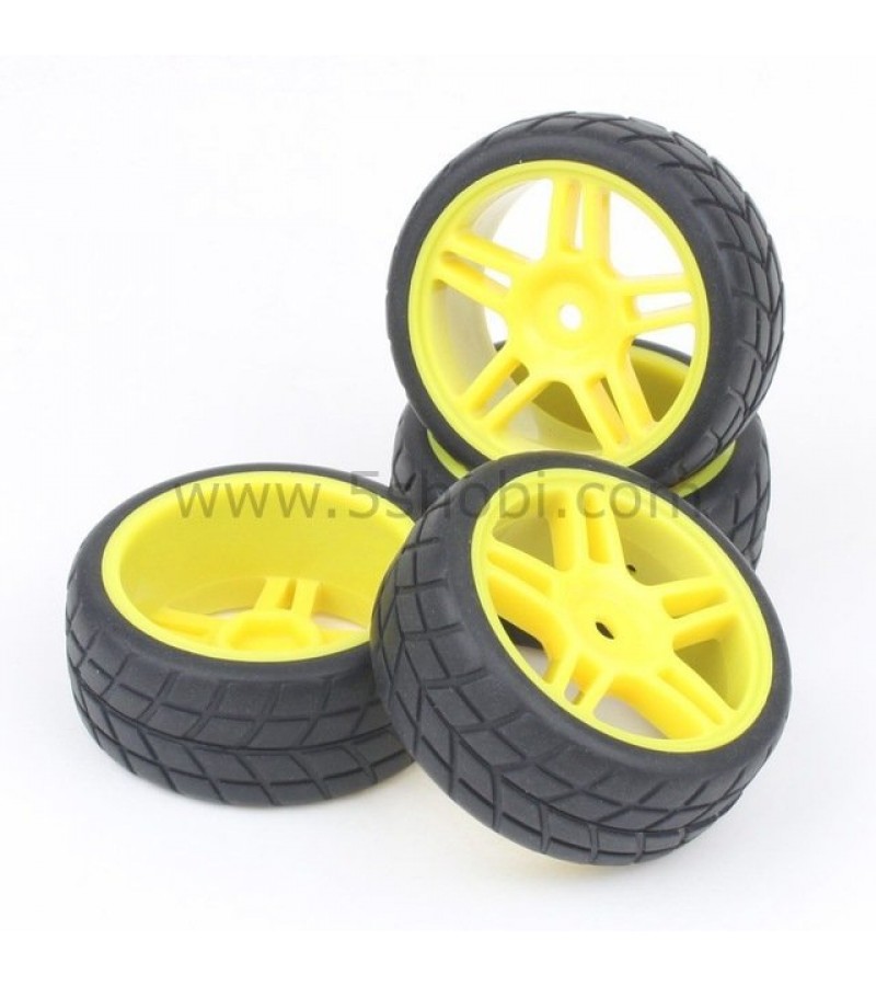 5-Spoke Wheel Rim&Tires Tyre Yellow 4 Adet